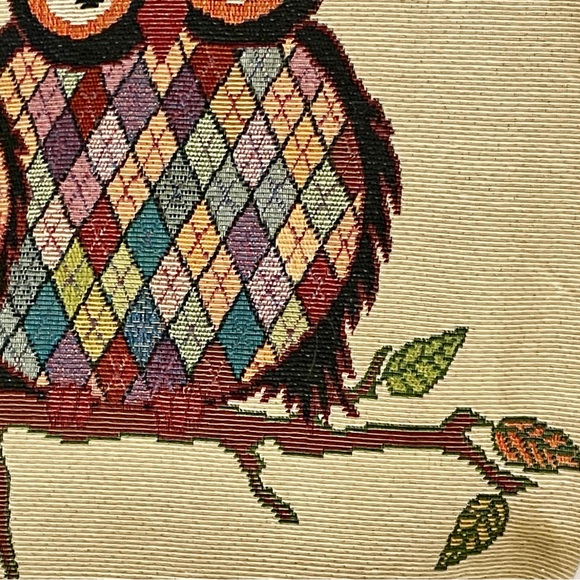 Graphic Owl Couple Tote Bag Thick Rope Handles Cream Backside 15.5”x 17”x 3.5” - Picture 6 of 9